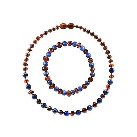 Box collier bébé et bracelet adulte - Ambre et lapis lazuli - Pierres naturelles - Vertus - Idée cadeau -Méthode naturelle -Bienfait BLEU 1 - vertbaudet enfant 