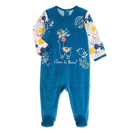 Pyjama bébé en velours Lamapampa BLEU 1 - vertbaudet enfant 