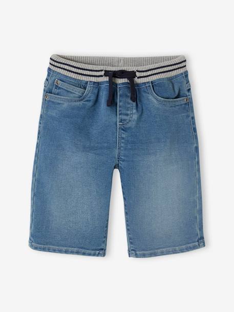 Bermuda garçon denim effet molleton facile à enfiler double stone 3 - vertbaudet enfant 