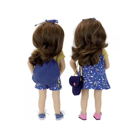 Poupée Minouche Anaïs 34 cm - Sylvia Natterer - Yeux peints bleus - Cheveux longs bruns - Livrée avec 2 tenues BLEU 4 - vertbaudet enfant 