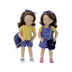 Jouet-Poupons et poupées-Poupée Minouche Anaïs 34 cm - Sylvia Natterer - Yeux peints bleus - Cheveux longs bruns - Livrée avec 2 tenues