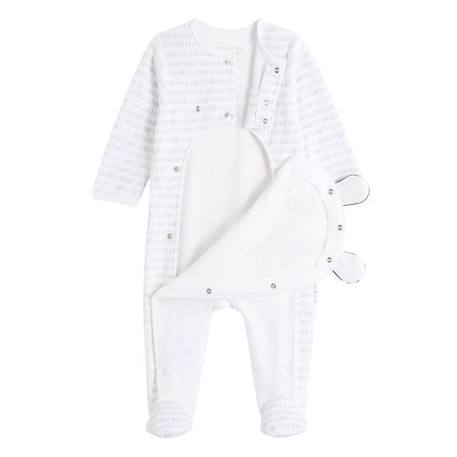 Pyjama bébé en velours ouverture pont Little Panda BLANC 3 - vertbaudet enfant 