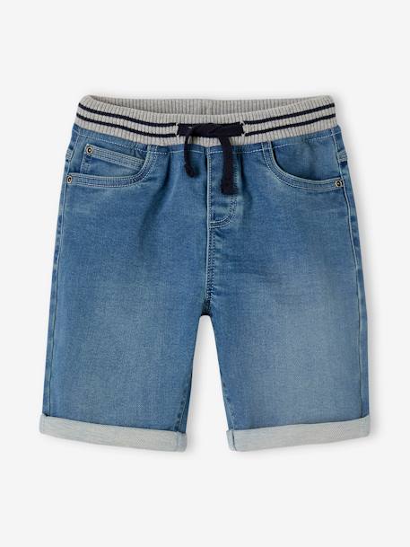 Bermuda garçon denim effet molleton facile à enfiler double stone 2 - vertbaudet enfant 