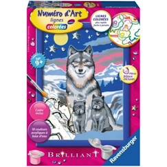 Jouet-Kit de peinture par numéro - Ravensburger - Famille de loups - Bleu - Pour enfant de 9 ans et plus
