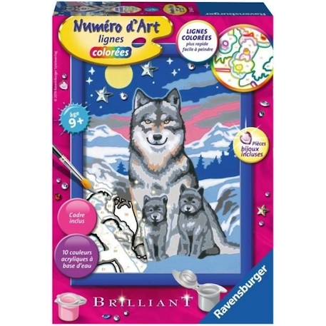 Kit de peinture par numéro - Ravensburger - Famille de loups - Bleu - Pour enfant de 9 ans et plus BLEU 1 - vertbaudet enfant 