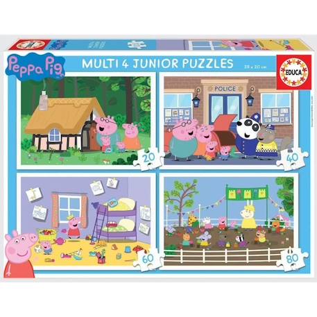 Puzzles progressifs Peppa Pig - EDUCA - MULTI 4 JUNIOR - 50 à 150 pièces - Pour enfants de 3 ans et plus ROSE 1 - vertbaudet enfant 