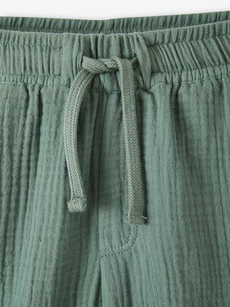 Short en gaze de coton garçon vert 4 - vertbaudet enfant 