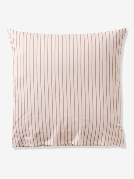 Parure housse de couette et taie d'oreiller réversible FLEURS RAYURES, avec coton recyclé rose imprimé 8 - vertbaudet enfant 