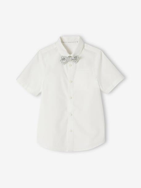 Chemise cérémonie noeud pap amovible garçon manches courtes blanc 1 - vertbaudet enfant 