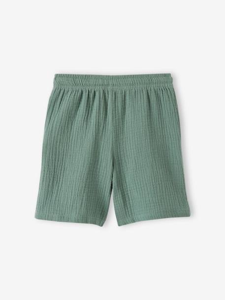 Short en gaze de coton garçon vert 6 - vertbaudet enfant 
