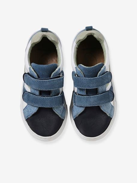 Baskets enfant cuir scratchs bleu jean+lot bleu+lot vert+marine 10 - vertbaudet enfant 