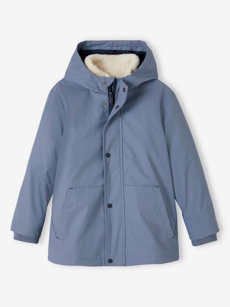 Garçon-Manteau, veste-Ciré, imper-Ciré 3 en 1 en gomme avec blouson en sherpa amovible garçon.