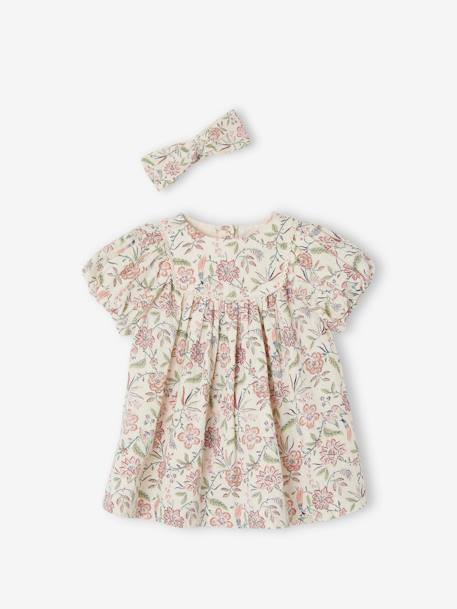 Robe en gaze de coton et son bandeau bébé capsule fête des mères vanille 4 - vertbaudet enfant 