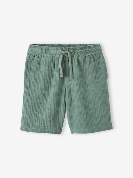 Short en gaze de coton garçon vert 3 - vertbaudet enfant 