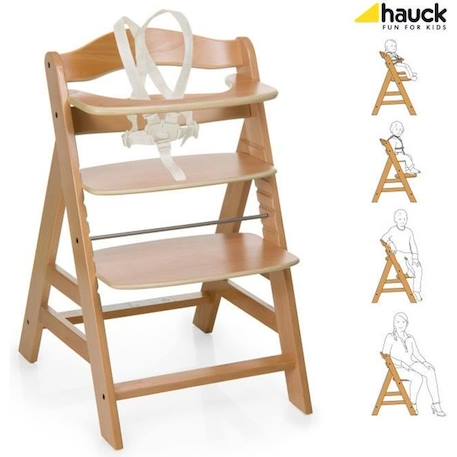 HAUCK Chaise Haute en Bois pour bébé Évolutive Alpha + / Natural BEIGE 1 - vertbaudet enfant 