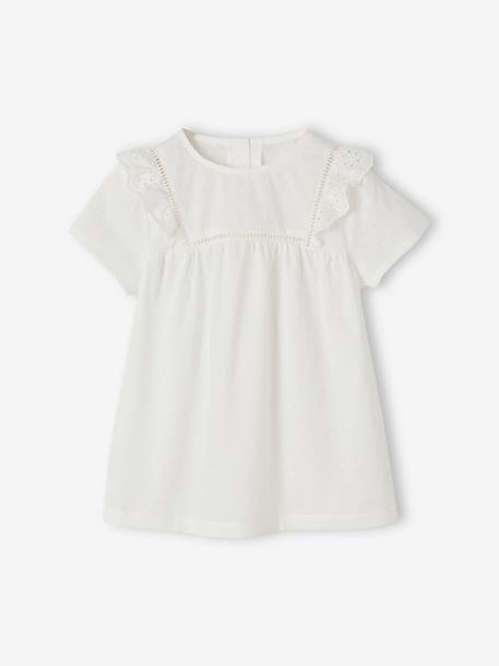 Pyjashort fille en voile de coton plumetis et broderie anglaise écru 6 - vertbaudet enfant 