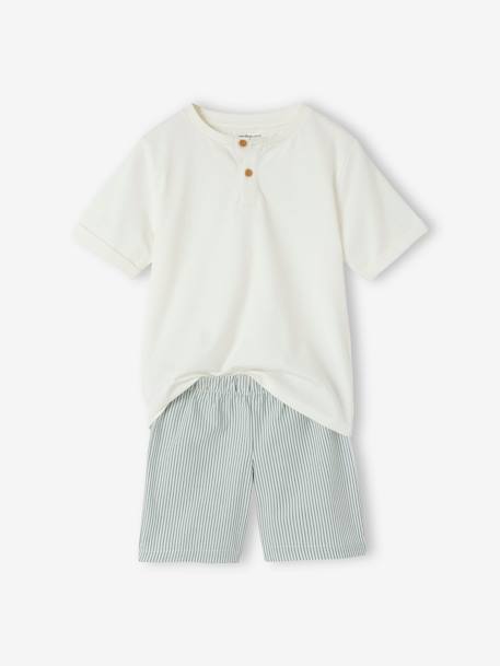 Pyjashort bi-matière garçon personnalisable écru 1 - vertbaudet enfant 