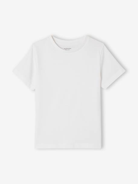 T-shirt uni Basics garçon manches courtes blanc 1 - vertbaudet enfant 