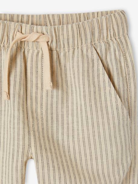 Pantalon rayé forme loose garçon coton/lin rayé beige 5 - vertbaudet enfant 