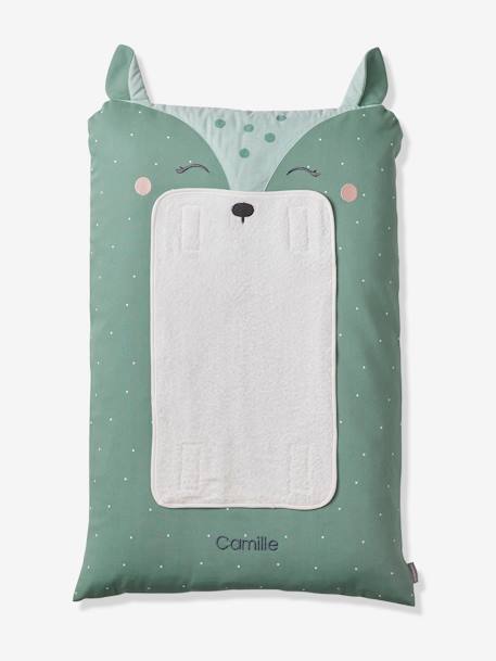 Housse matelas à langer personnalisable BICHE vert imprimé 1 - vertbaudet enfant 