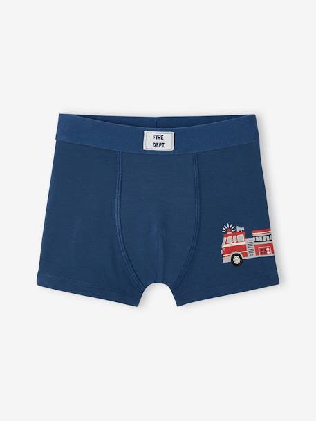 Lot de 5 boxers stretch pompiers garçon en coton bio bleu océan 4 - vertbaudet enfant 