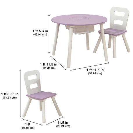 KidKraft Table de rangement et chaises enfant Ronde Lavande et blanc BLANC 6 - vertbaudet enfant 