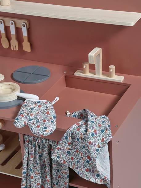 Cuisine en bois FSC® équipée avec rideau framboise+multicolore 11 - vertbaudet enfant 