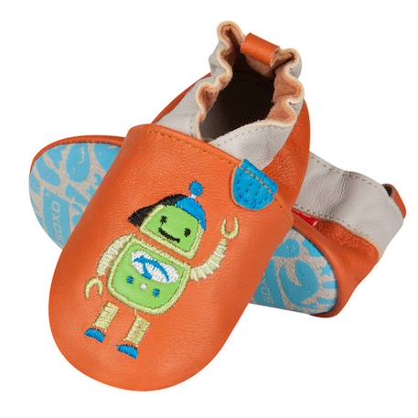 Chaussons bébé en cuir souple Lilas - SEVIRA KIDS - Premiers pas - Confortable - Design tendance BLEU+ORANGE+ROSE 2 - vertbaudet enfant 