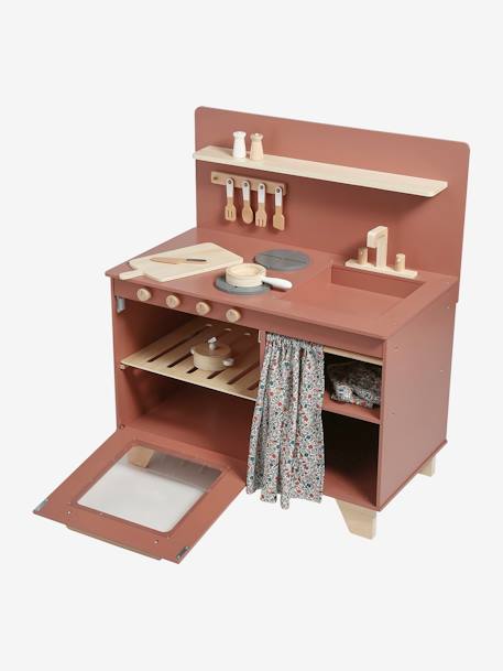 Cuisine en bois FSC® équipée avec rideau framboise+multicolore 5 - vertbaudet enfant 