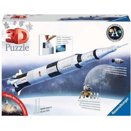 Puzzle 3D Fusée spatiale Saturne V - Ravensburger - 440 pièces - NASA - A partir de 8 ans BLANC 1 - vertbaudet enfant 