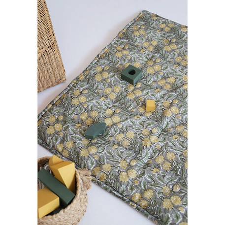 Tapis de repos bébé - FIDELIA - pur coton imprimé à la main VERT 3 - vertbaudet enfant 