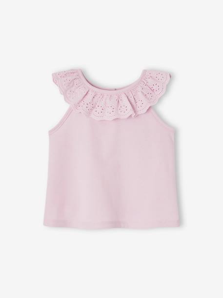 T-shirt sans manches à volant en broderie anglaise bébé lilas 1 - vertbaudet enfant 