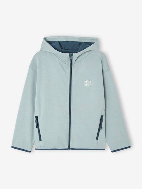 Sweat à capuche zippé sport garçon vert d'eau 1 - vertbaudet enfant 