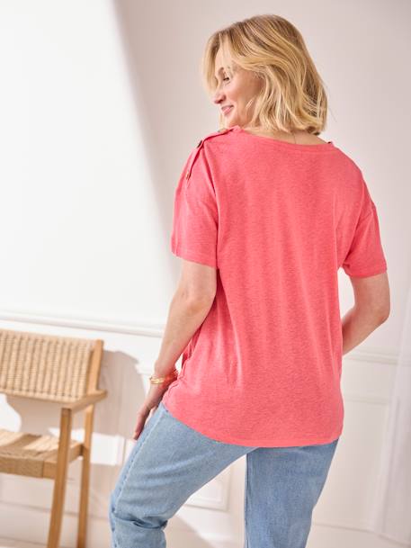 T-shirt col V grossesse lin et viscose écru+rose 7 - vertbaudet enfant 