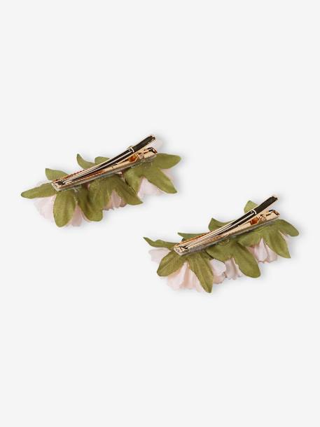 Lot de 2 barrettes à fleurs en tissu pêche 2 - vertbaudet enfant 