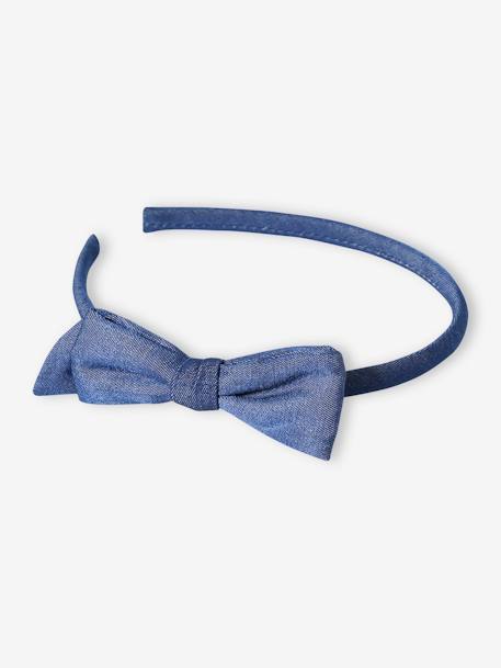 Serre-tête avec noeud en tissu bleu imprimé 1 - vertbaudet enfant 