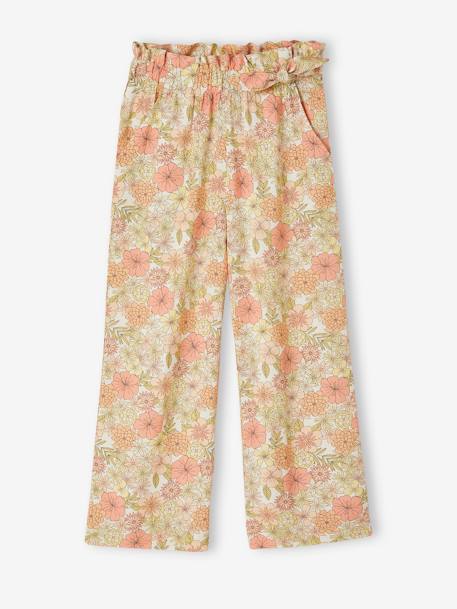 Fille-Pantalon-Pantalon large motifs fleurs fille