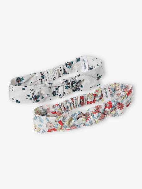 Lot de 2 headbands bébé fille fleuris effet noué écru 3 - vertbaudet enfant 