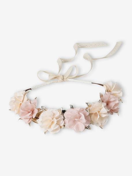 Couronne de fleurs nude et dorée fille écru 3 - vertbaudet enfant 