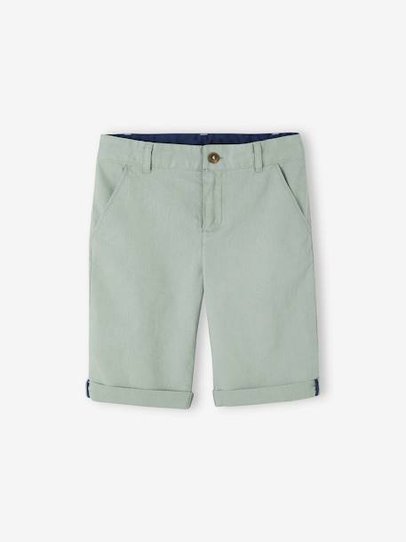 Bermuda garçon cérémonie en coton/lin beige+beige clair+bleu+marine foncé+vert sauge 29 - vertbaudet enfant 
