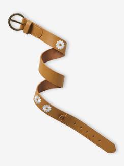 Ceinture effet cuir fleurs brodées fille  - vertbaudet enfant