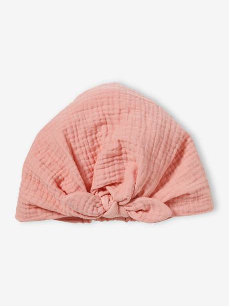 Chapeau façon foulard noué uni bébé fille rose poudré 1 - vertbaudet enfant 