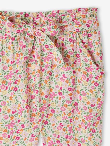 Pantalon fluide imprimé fleurs fille écru+rose+vert 6 - vertbaudet enfant 