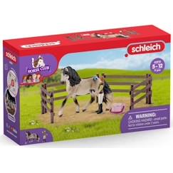 -Kit de soin pour chevaux andaloux, coffret schleich avec 9 éléments dont 1 cheval schleich inclus, coffret figurines pour enfants