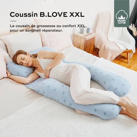 Coussin de grossesse et d'allaitement BABYMOOV en Coton Bio B.LOVE XXL Bleu - Certifié Oeko-Tex BLEU 2 - vertbaudet enfant 