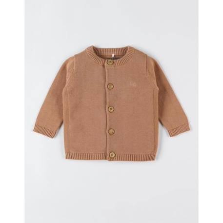 Cardigan en tricot bio fin, caramel MARRON 4 - vertbaudet enfant 