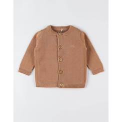 -Cardigan en tricot bio fin, caramel