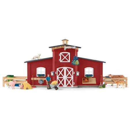 Figurines Animaux de la Ferme avec Accessoires - Coffret Ranch Américain Schleich de 92 Pièces avec Vache, Cheval Schleich, Cochon ROUGE 2 - vertbaudet enfant 