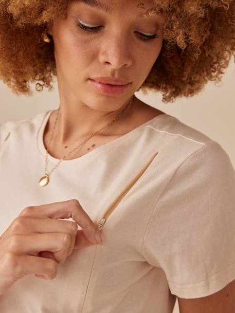 Tee-shirt grossesse bi- matière sable 3 - vertbaudet enfant 