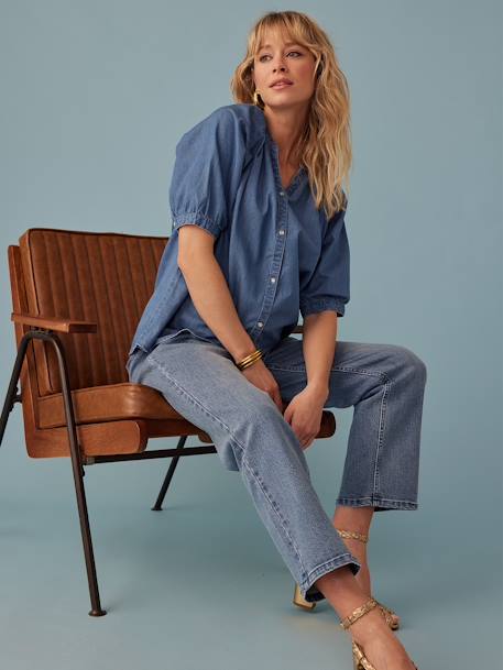 Blouse grossesse en denim léger manches courtes double stone 6 - vertbaudet enfant 